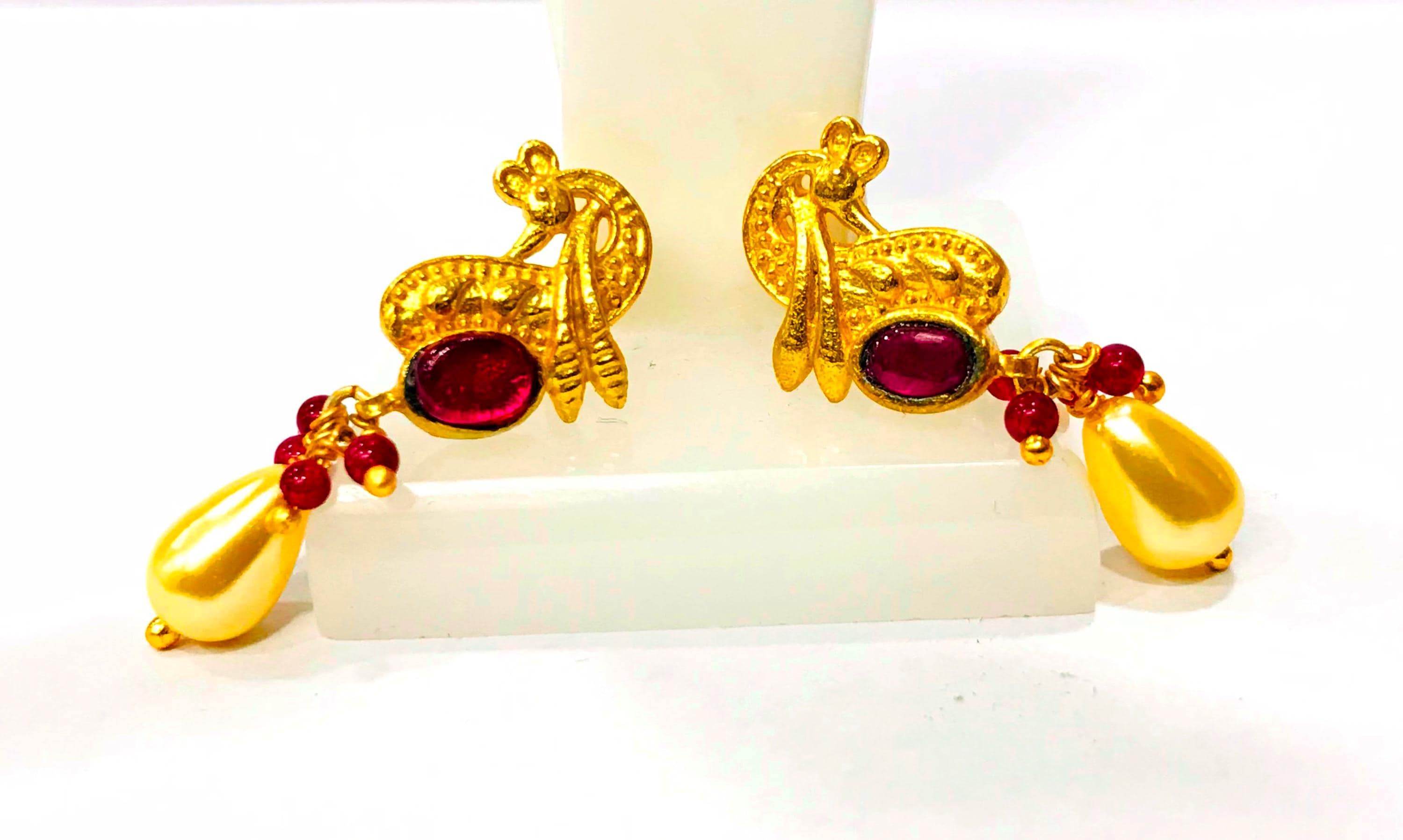 925 Sterling Silver Polki Diamond Meenakari Drop Earrings, Indian Wedding Jadau Jewelry