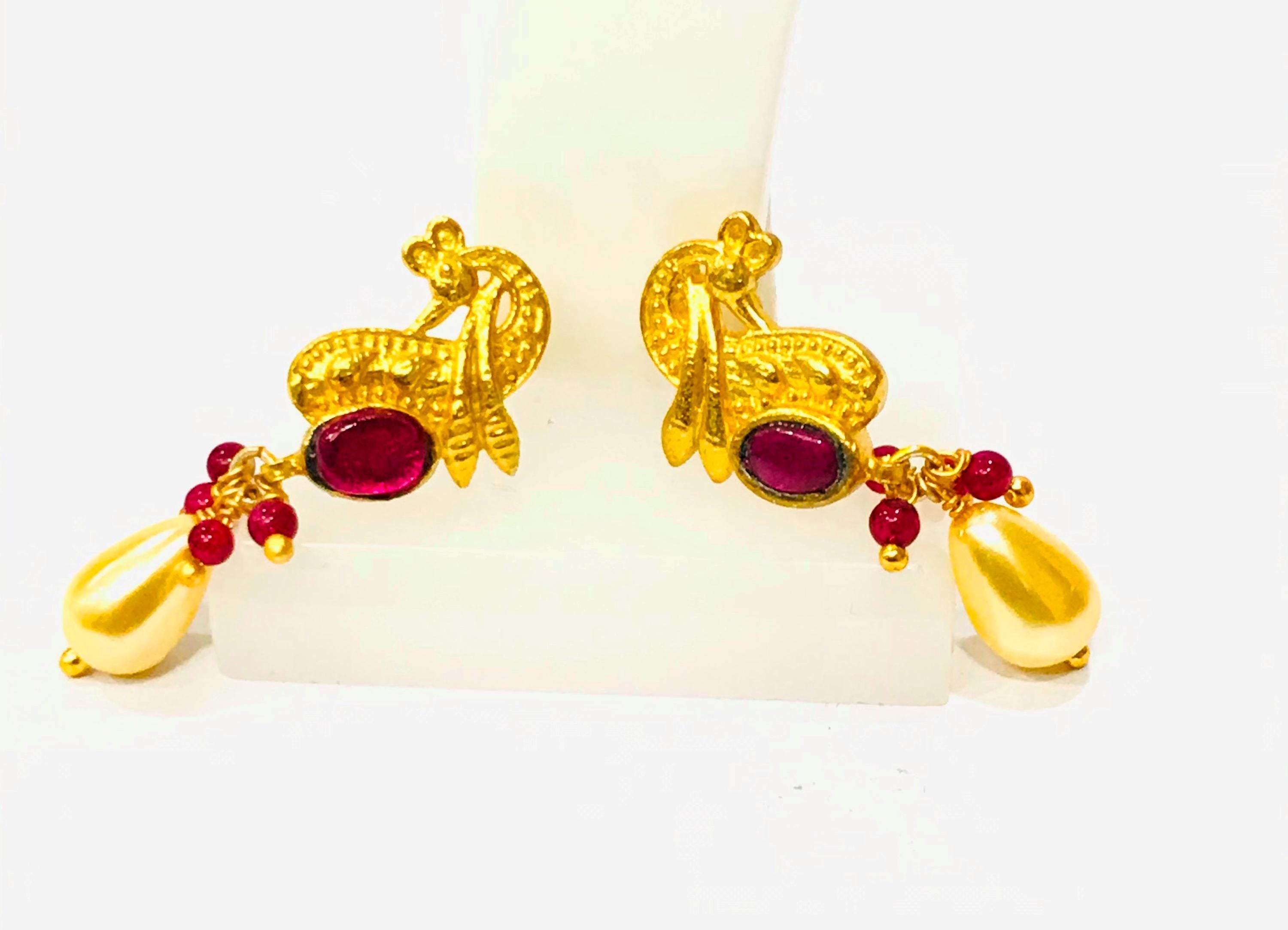 925 Sterling Silver Polki Diamond Meenakari Drop Earrings, Indian Wedding Jadau Jewelry
