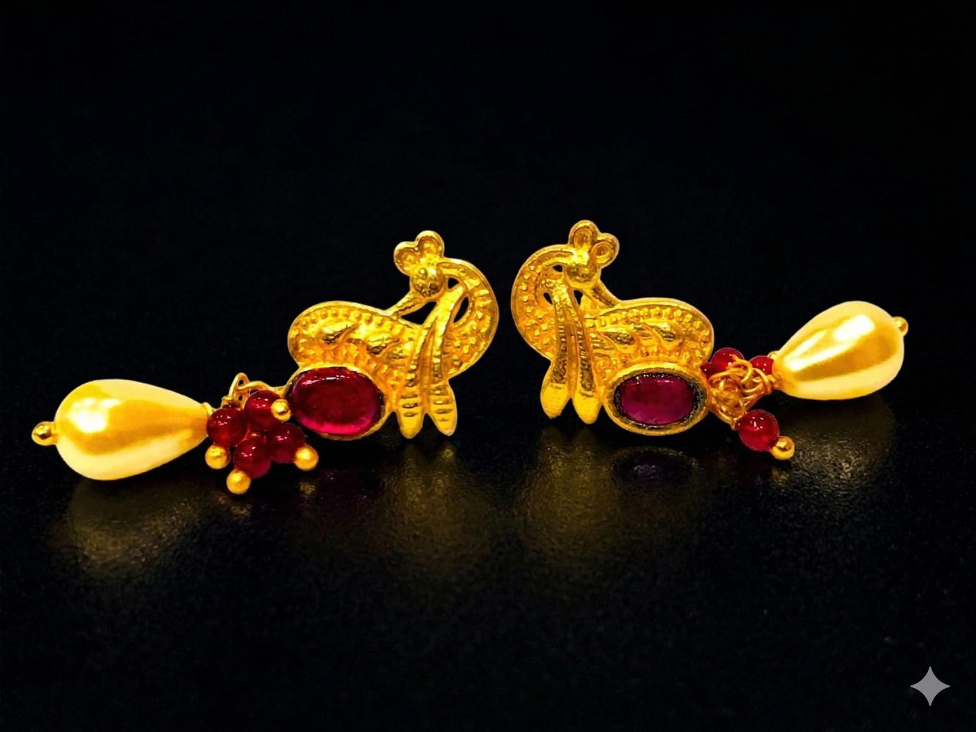 22kt Silver Polki Diamond Meenakari Drop Earrings, Indian Wedding Jadau Jewelry