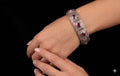 Victorian 18k Silver Ruby Bracelet, Natural Rosecut Diamond Statement Link Bracelet