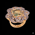 Attractive Turquoise & Diamond Polki Ring, 18k Silver, Sterling Silver Victorian Statement Ring