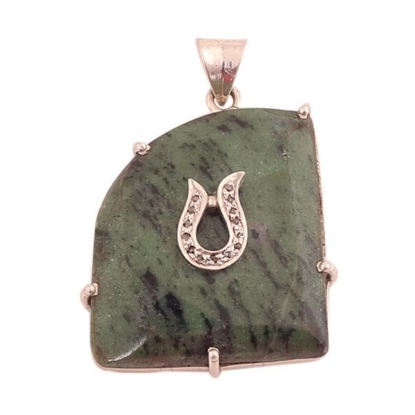 Victorian Rubyzosite Diamond Polki Pendant, 925 Sterling Silver Handmade