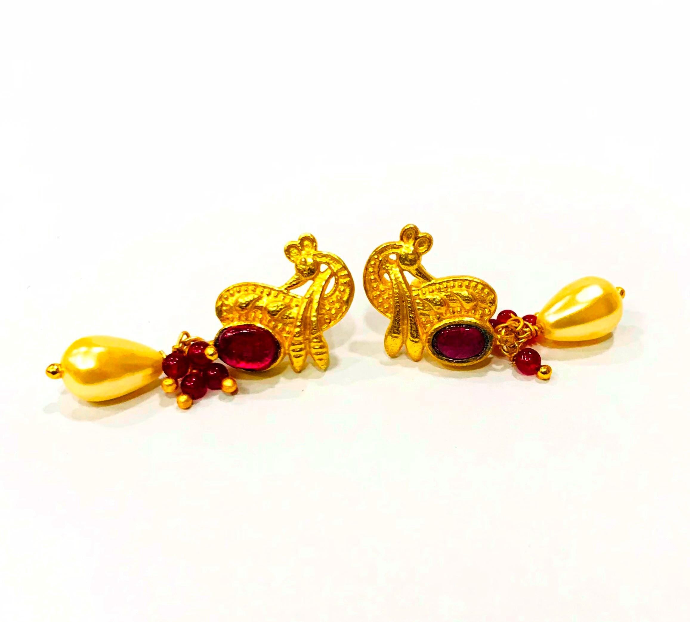 925 Sterling Silver Polki Diamond Meenakari Drop Earrings, Indian Wedding Jadau Jewelry
