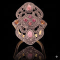 Yellow Sapphire and Ruby Polki Ring, 18k Silver & Sterling Silver Fashionable Victorian Statement Ring