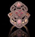 Yellow Sapphire and Ruby Polki Ring, 925 Sterling Silver Fashionable Victorian Statement Ring
