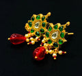 925 Sterling Silver Polki Diamond Meenakari Drop Earrings, Indian Wedding Heritage Jewelry