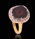Exclusive Druzy & Diamond Polki Ring, 925 Sterling Silver Victorian Statement Ring