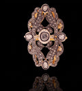 Victorian Rosecut Diamond Polki Ring, 925 Sterling Silver, Jadau Artistry