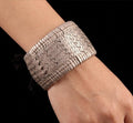 Antique Handmade Solid Sterling Silver Hand Cuff, Victorian Style Artisan Bracelet
